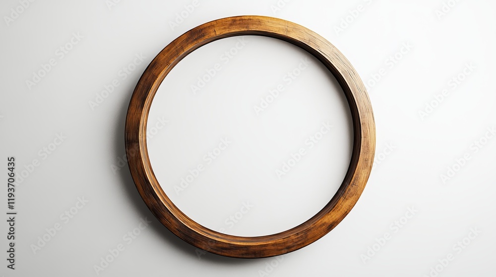 A large circular wooden frame designed for wall mounting, creating an open space for views or artwork, placed against a plain white background A large circular wooden frame designed for wall mounting, creating an open space for views or artwork, placed against a plain white background