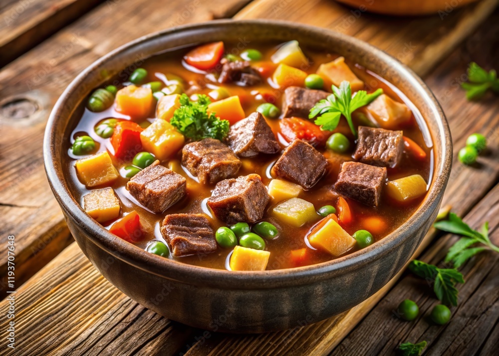 Rustic Bowl of Hearty Beef and Alphabet Soup - Documentary Style Food Photography Rustic Bowl of Hearty Beef and Alphabet Soup - Documentary Style Food Photography