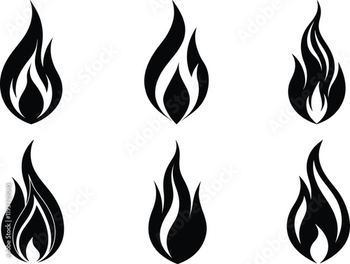 set of flame silhouette Vector art last station