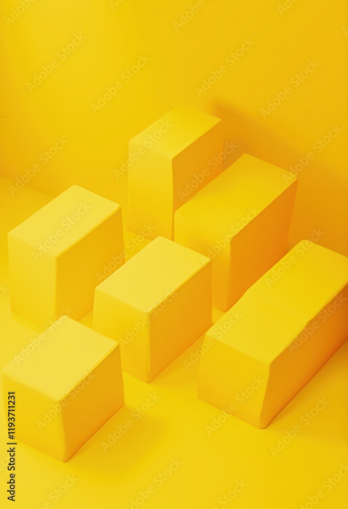 Yellow Rectangular Cubes on a Vibrant Background Yellow Rectangular Cubes on a Vibrant Background