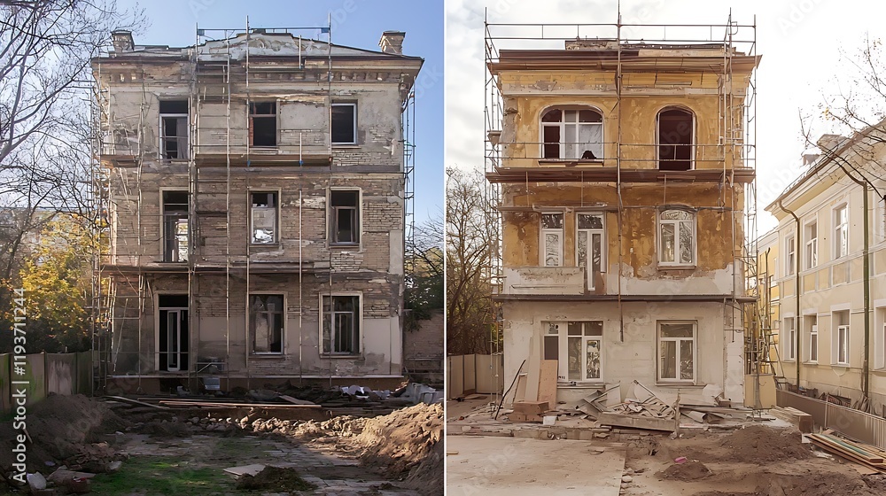 Construction a new facade in courtyard from old house before and after Construction a new facade in courtyard from old house before and after before and after Construction a new facade in courtyard from old house before and after Construction a new facade in courtyard from old house before and after before and after