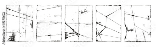 Overlay texture frames with paper fold effect and rough dirty scratches. Old blank overlay texture set with effect damaged, dust, grunge strokes, creases. Torn paper with creases. Grunge punk frames..
