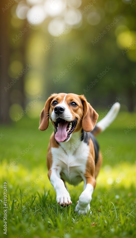 Happy beagle running on green grass with a joyful expression. pet product promotion, outdoor ads, animal campaigns. Joy. Freedom. The playful bond with pets. Beagle running happily on grass
Happy beagle running on green grass with a joyful expression. pet product promotion, outdoor ads, animal campaigns. Joy. Freedom. The playful bond with pets. Beagle running happily on grass