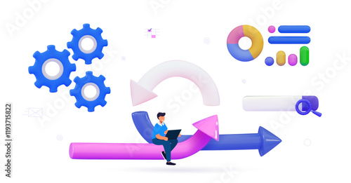 3d Agile development decisions methodology business concept Agile life rule cycle for software development diagram SCRUM
