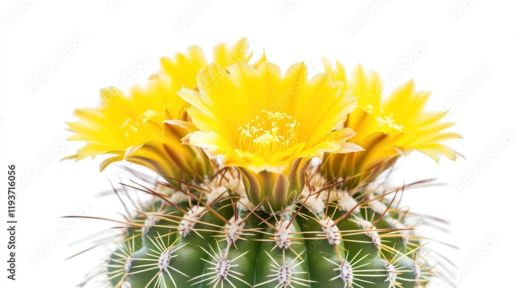 Vibrant Yellow Cactus Blossoms in Full Bloom: A Close-Up Study of Desert Flora Vibrant Yellow Cactus Blossoms in Full Bloom: A Close-Up Study of Desert Flora