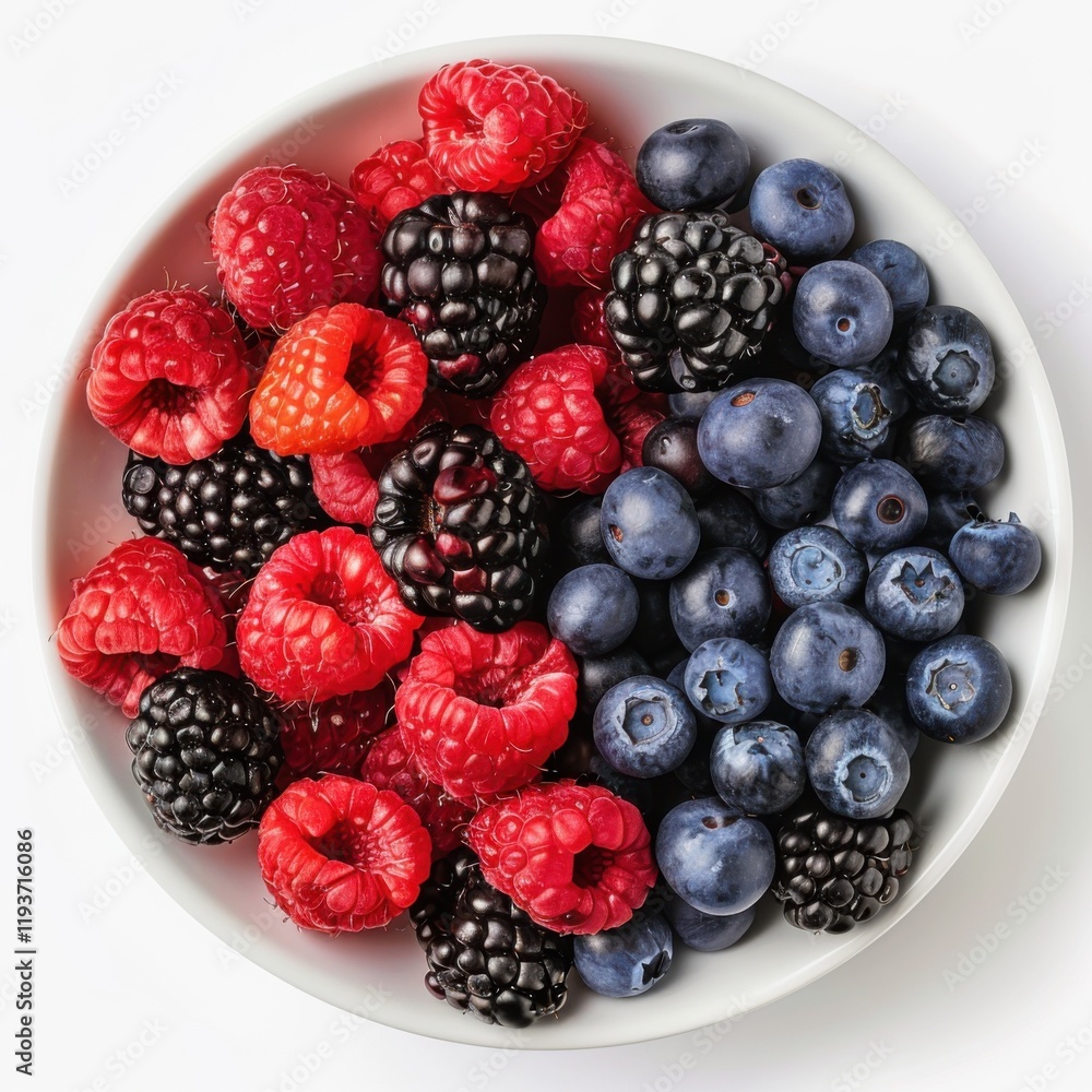 A bowl of mixed berries including raspberries, blueberries, and blackberries A bowl of mixed berries including raspberries, blueberries, and blackberries