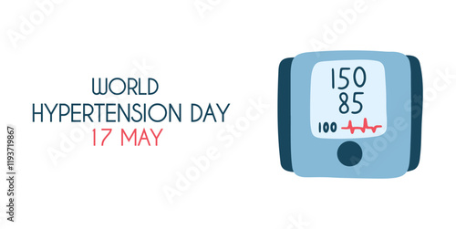 World hypertension day 17 may. Vector illustration banner with tonometer.