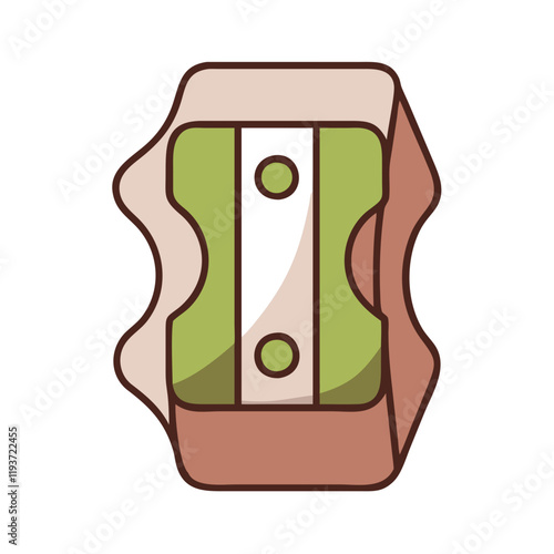 Pencil Sharpener Icon in minimalist style with green and brown colors