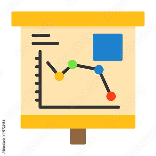 Falling Line Graph Flat Style Icon
