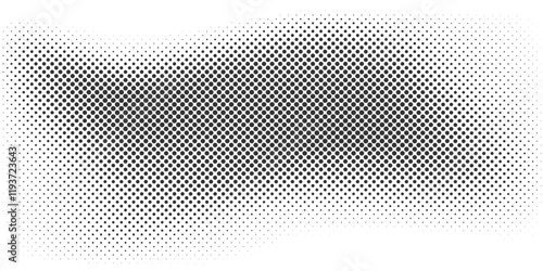 Black and white halftone vector texture with fading dots. Abstract dotted gradient background. Great for graphic design, comics, dynamic visual effects