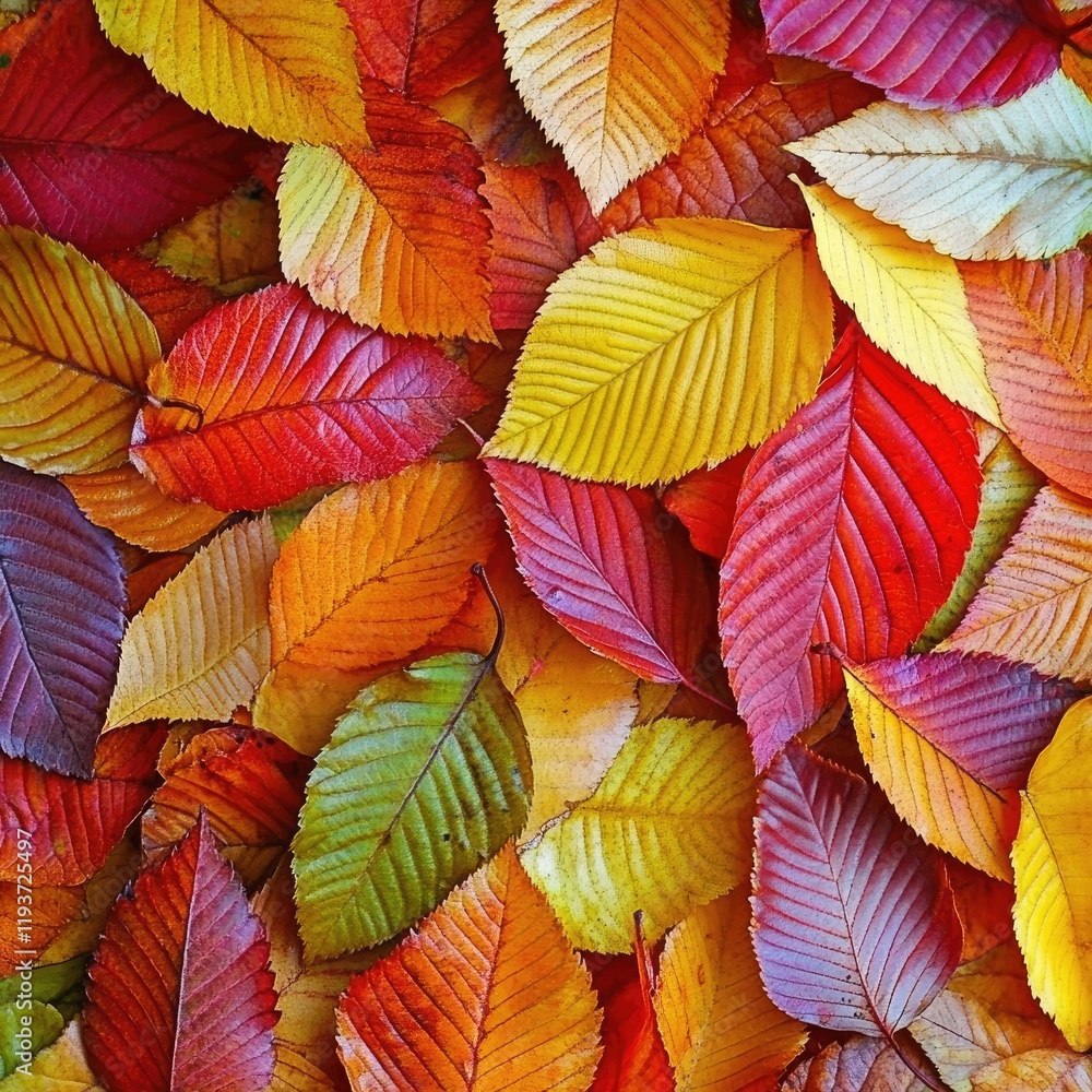 Fototapeta premium A close up of a pile of autumn leaves with a variety of colors
