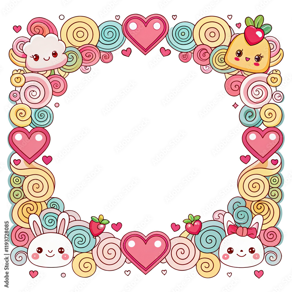 Valentine's Day, photo frame, cover, card border, cute cartoon doodle art, transparent background Valentine's Day, photo frame, cover, card border, cute cartoon doodle art, transparent background