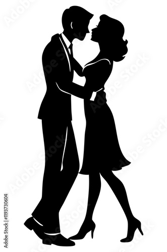 Wallpaper Mural Couple kissing black silhouette vector, Valentine day. Simple silhouette Design vector icon with white background	 Torontodigital.ca