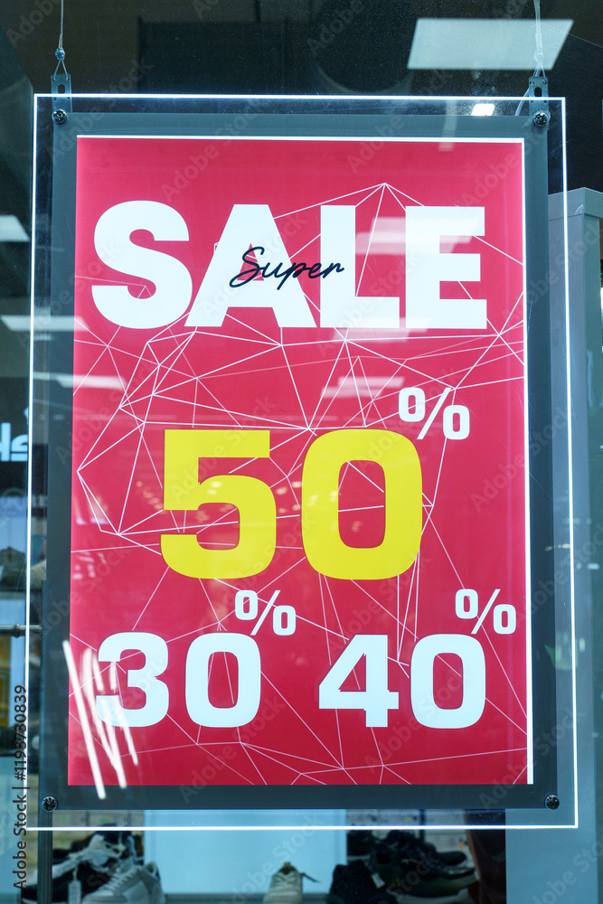 Exciting sale announcement featuring discounts for shoppers in a vibrant store Exciting sale announcement featuring discounts for shoppers in a vibrant store
