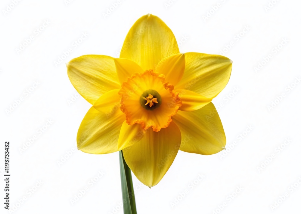 Obraz premium Single Daffodil Flower Isolated on White Background - Spring Bloom Stock Photo