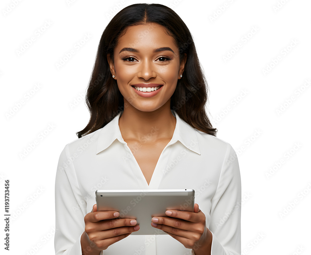 Beautiful smiling woman holding a tablet computer. Beautiful smiling woman holding a tablet computer.