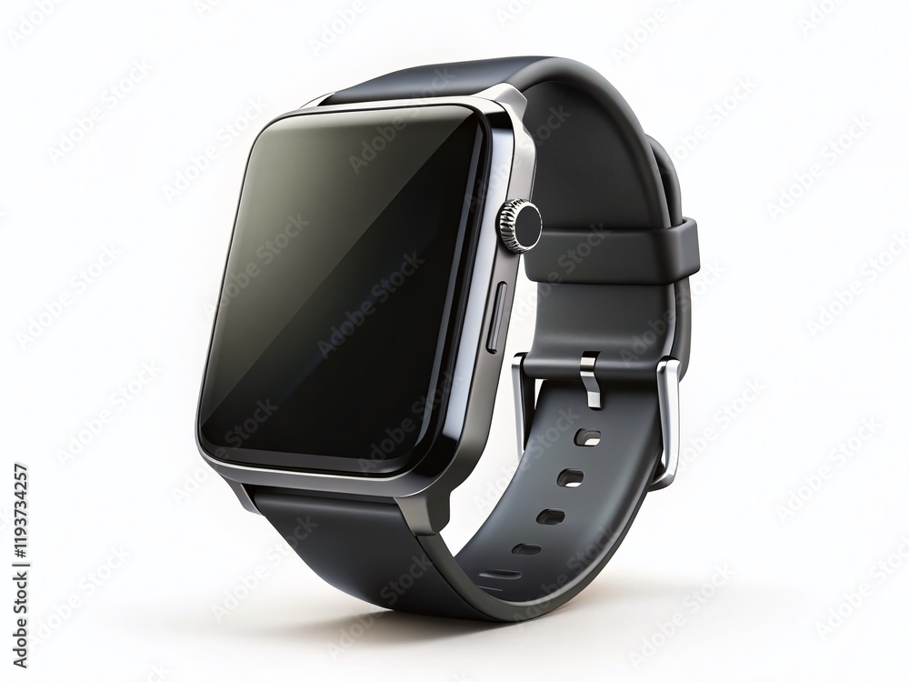 Sleek Black Smartwatch on White Background: High-Resolution Product Photography Sleek Black Smartwatch on White Background: High-Resolution Product Photography