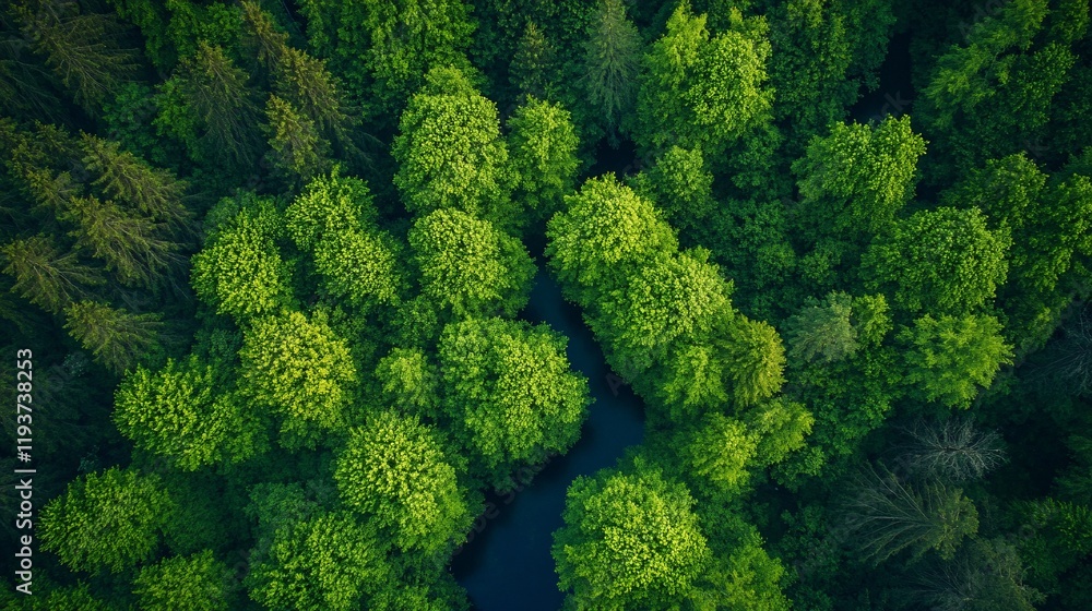 Naklejka premium Aerial View of Lush Green Forest Canopy