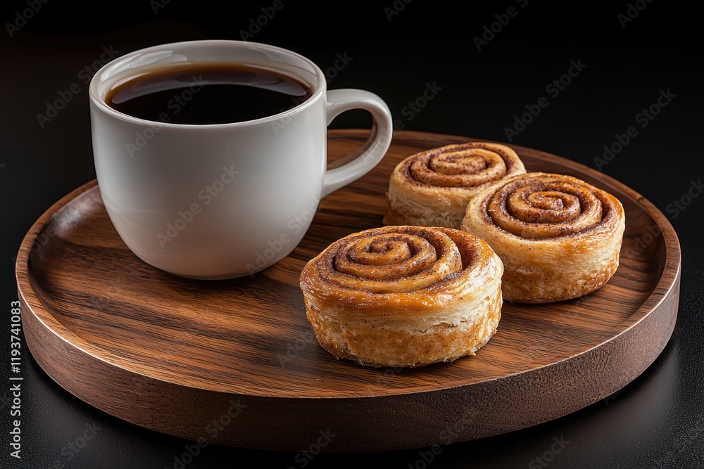 Freshly baked cinnamon rolls with a cup of coffee Freshly baked cinnamon rolls with a cup of coffee