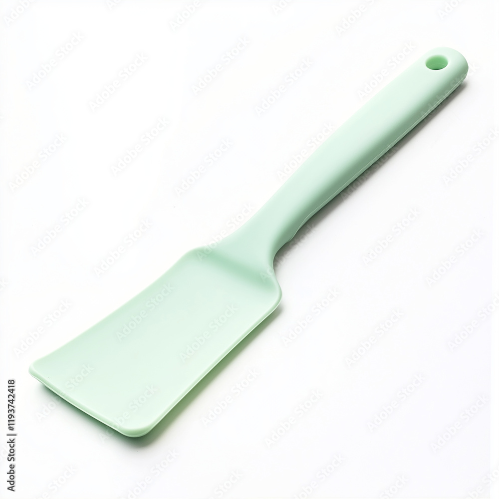 Fototapeta premium Ergonomic pastel green silicone spatula with a soft, durable blade, designed for delicate cooking and baking tasks