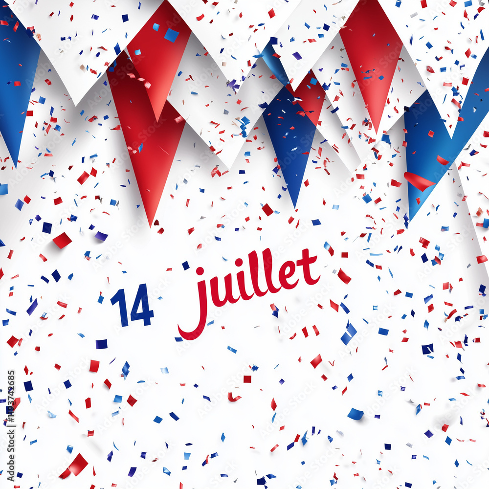 Obraz premium French Tricolour bunting. Decorative party banner design element on white background