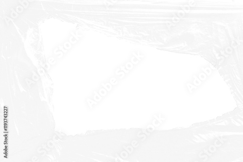 Plastic wrap transparent texture overlay effect. Polyethylene packaging of vinyl wrap or cd cover. Shrink crumpled plastic bag sleeve, package mockup illustration