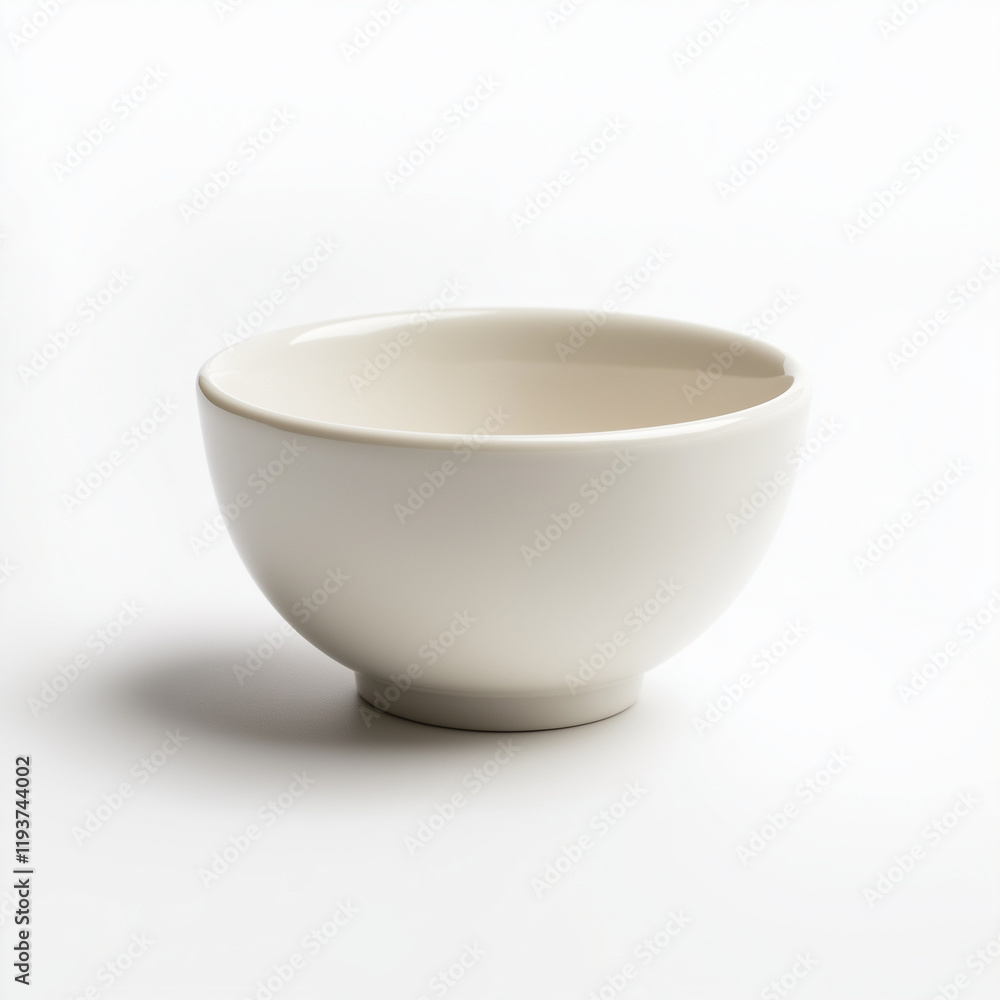 A small white porcelain bowl with a smooth glossy finish, ideal for serving soups, desserts, or appetizers in minimalist settings A small white porcelain bowl with a smooth glossy finish, ideal for serving soups, desserts, or appetizers in minimalist settings