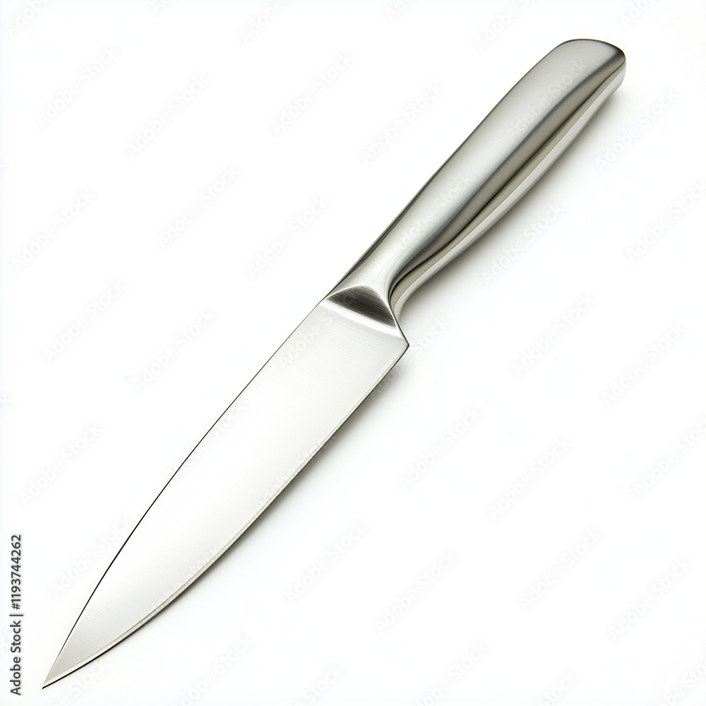 Fototapeta premium A sleek stainless steel vegetable knife with a sharp and modern design, perfect for precise cutting and slicing in the kitchen