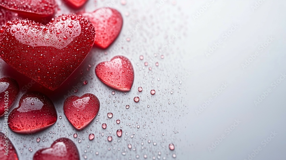 Fototapeta premium Abstract isolated red hearts on plain background