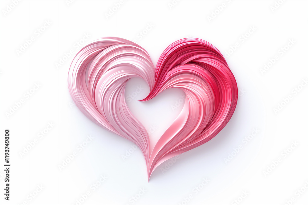 A bright swirl in the shape of a heart from pink and red abstract acrylic paint strokes creates a dynamic and creative drawing. Congratulations on Valentine's Day on a white background. A bright swirl in the shape of a heart from pink and red abstract acrylic paint strokes creates a dynamic and creative drawing. Congratulations on Valentine's Day on a white background.