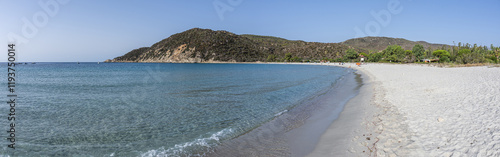 The beautiful white beach of Cala Pira in Castadias with its transparent and turquoise water