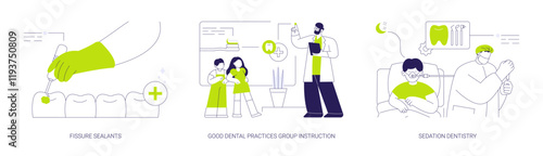 Pediatric dentistry abstract concept vector illustrations.