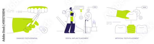 Dental implant abstract concept vector illustrations.