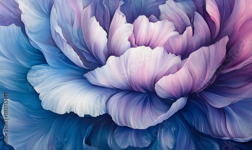 A close-up shot of a watolor peony flower in bloom, floral, blooming, vibrant