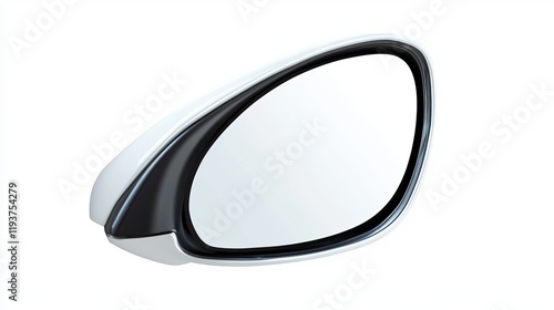 A blank car wing mirror isolated against a white background, with a clipping path for customization photo