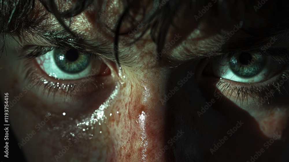 Intense Close-Up of Fear and Determination in Eyes Intense Close-Up of Fear and Determination in Eyes