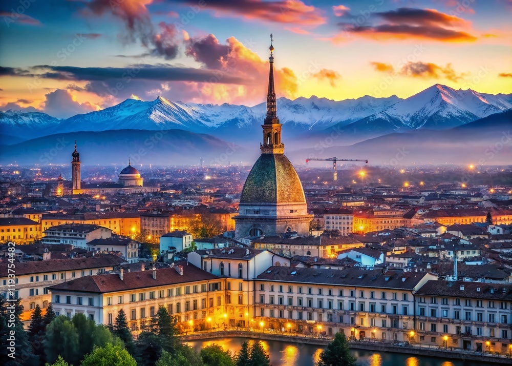 Fototapeta premium Stunning Turin Panorama: Mole Antonelliana & City Skyline