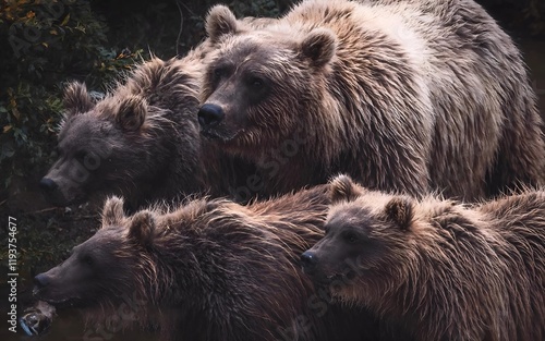 Majestic Brown Bears Roaming Their Natural Habitat, Captured in Stunning Wildlife Photography photo