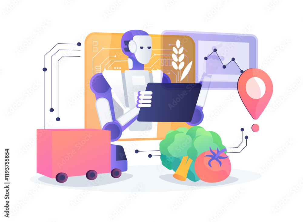 AI-Backed Supply Chain Management abstract concept vector illustration. AI-Backed Supply Chain Management abstract concept vector illustration.