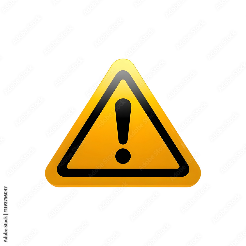 Detailed 3D Render of a Warning Sign Icon on Transparent Background Detailed 3D Render of a Warning Sign Icon on Transparent Background