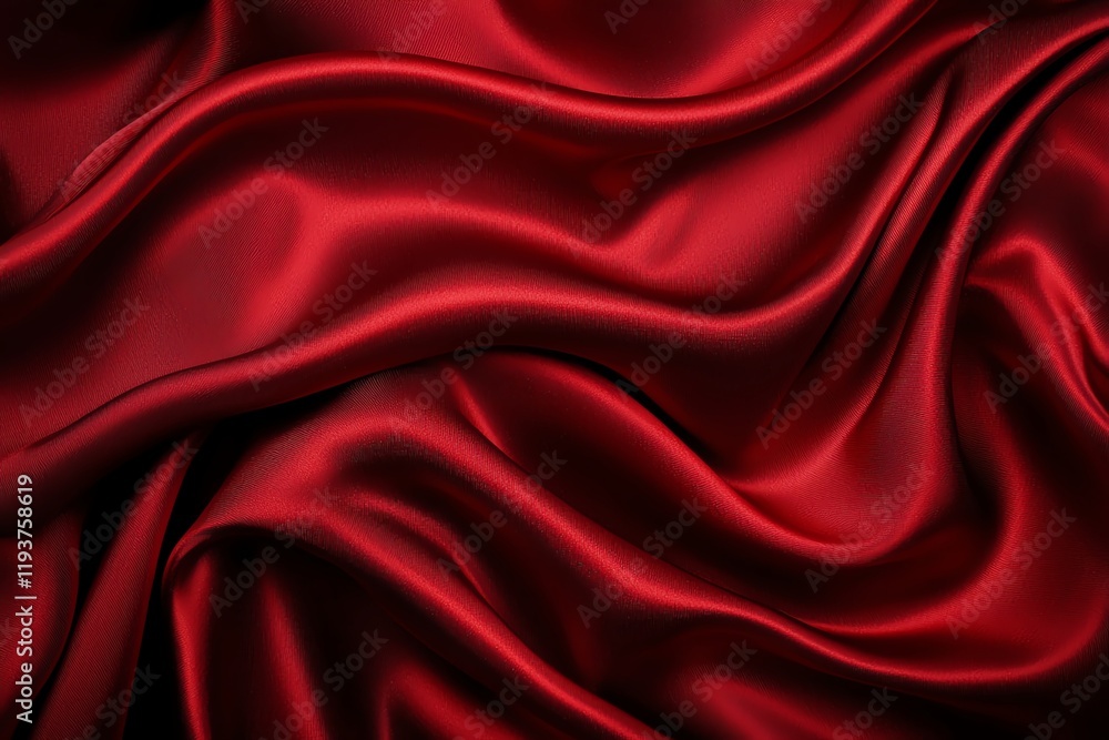 Obraz premium A luxurious close-up of flowing red silk fabric, showcasing its rich texture and elegant draping. Ideal for designs requiring a touch of sophistication and elegance.