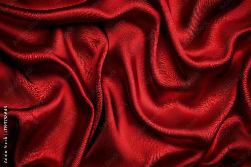 A close-up view of luxurious red silk fabric, showcasing its smooth texture and elegant folds A close-up view of luxurious red silk fabric, showcasing its smooth texture and elegant folds