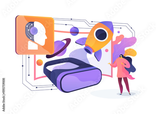 AI-Enhanced Virtual Reality abstract concept vector illustration.