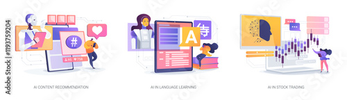 AI Personalizing Experiences abstract concept vector illustrations.