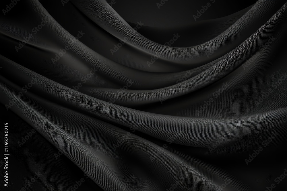 A close-up view of luxurious black fabric, featuring soft folds and a smooth texture. This elegant material showcases depth and highlights suitable for various design projects. A close-up view of luxurious black fabric, featuring soft folds and a smooth texture. This elegant material showcases depth and highlights suitable for various design projects.