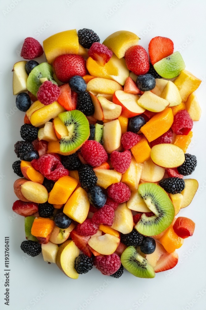 A beautiful arrangement of various fruits including apples, berries, and kiwis displays a colorful medley. This refreshing assortment emphasizes the natural beauty and vibrant colors of fresh produce A beautiful arrangement of various fruits including apples, berries, and kiwis displays a colorful medley. This refreshing assortment emphasizes the natural beauty and vibrant colors of fresh produce