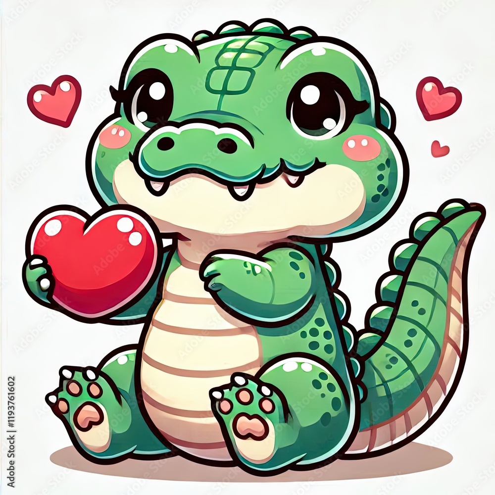 Obraz premium a baby crocodile kawaii style love valetine 0090
