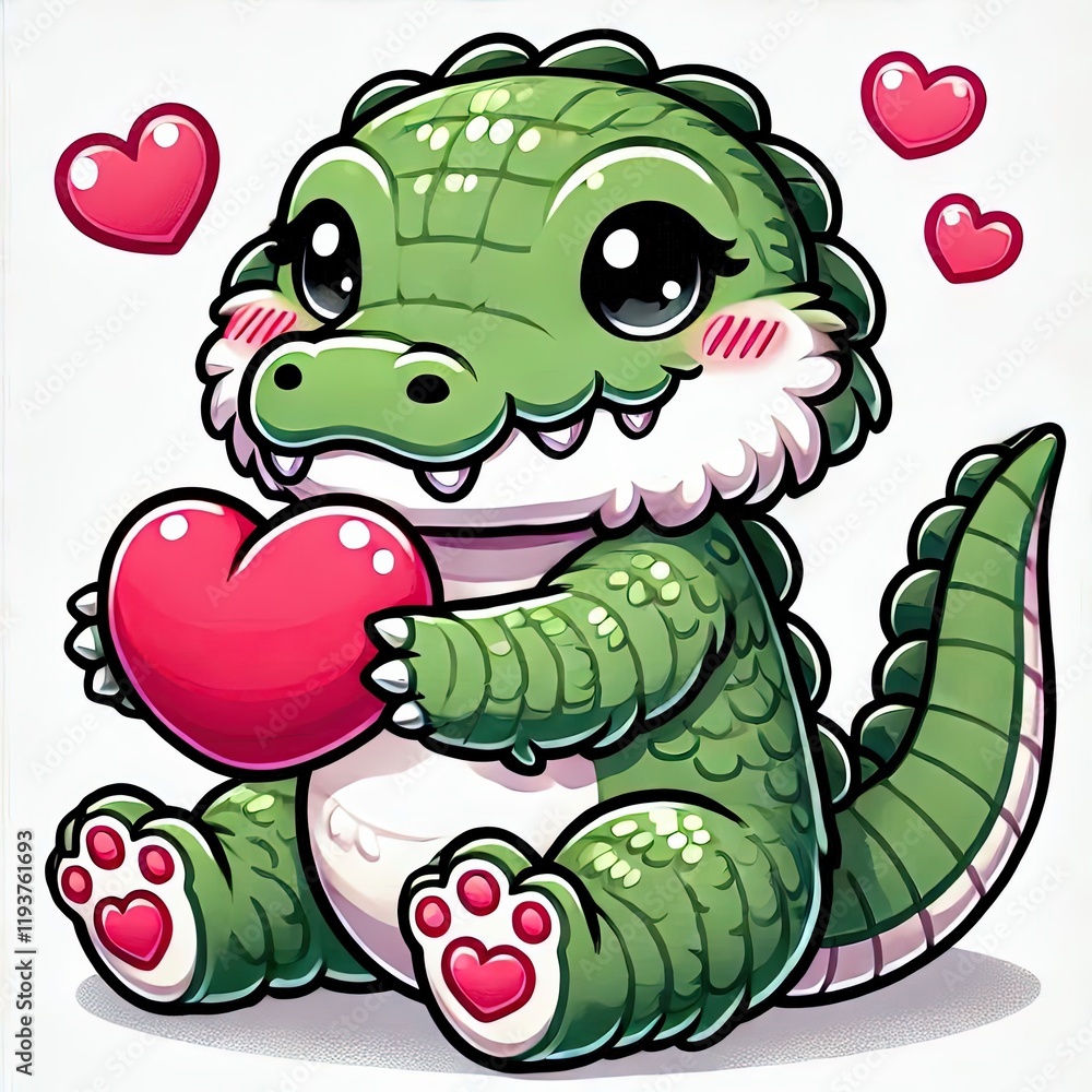 Obraz premium a baby crocodile kawaii style love valetine 0092