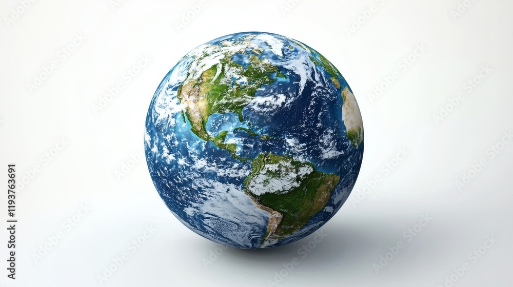 Fototapeta premium Our Blue Planet: A mesmerizing 3D render of Earth, showcasing the intricate details of continents, oceans, and clouds, highlighting the beauty and fragility of our home planet.