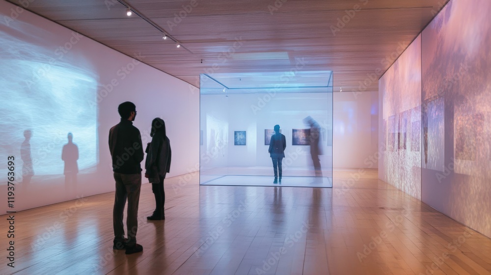 Modern Exhibition Art Gallery With Abstract Paintings Modern Exhibition Art Gallery With Abstract Paintings